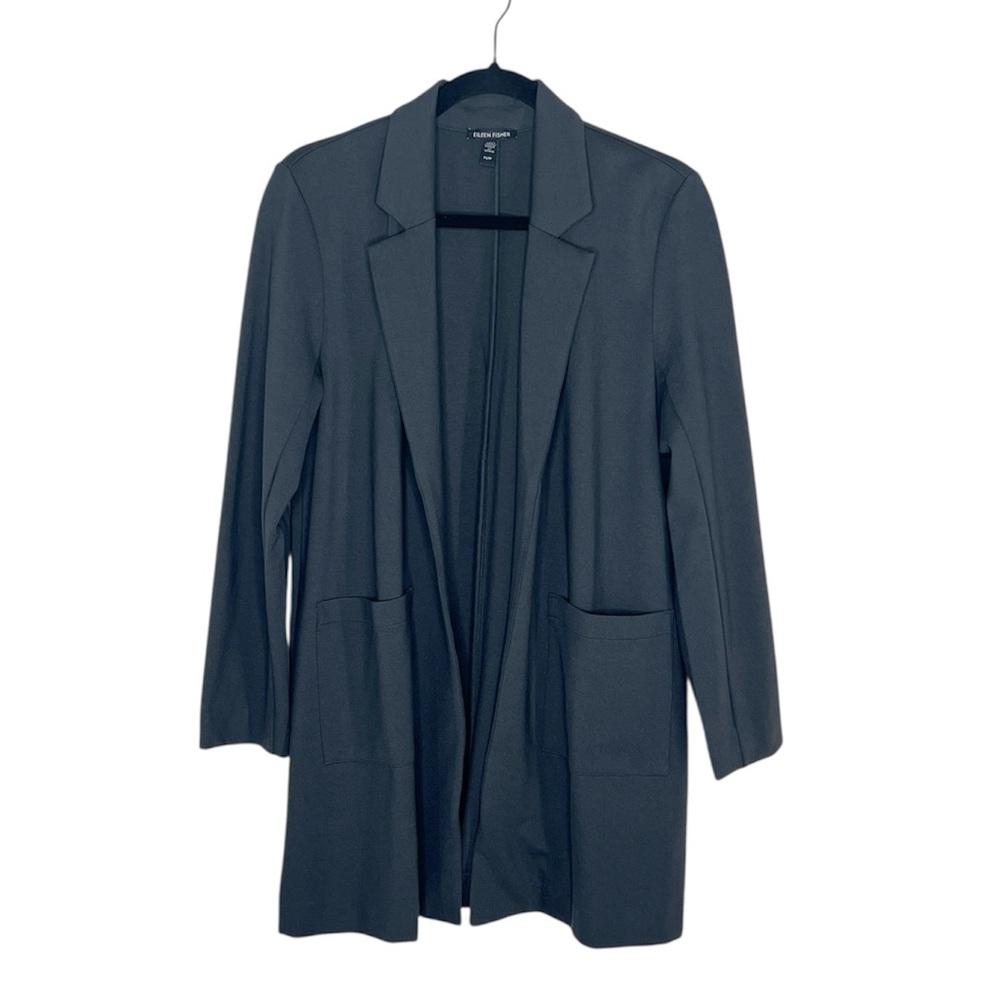 Eileen Fisher Washable Flex Ponte Long Blazer in black size Petite Small